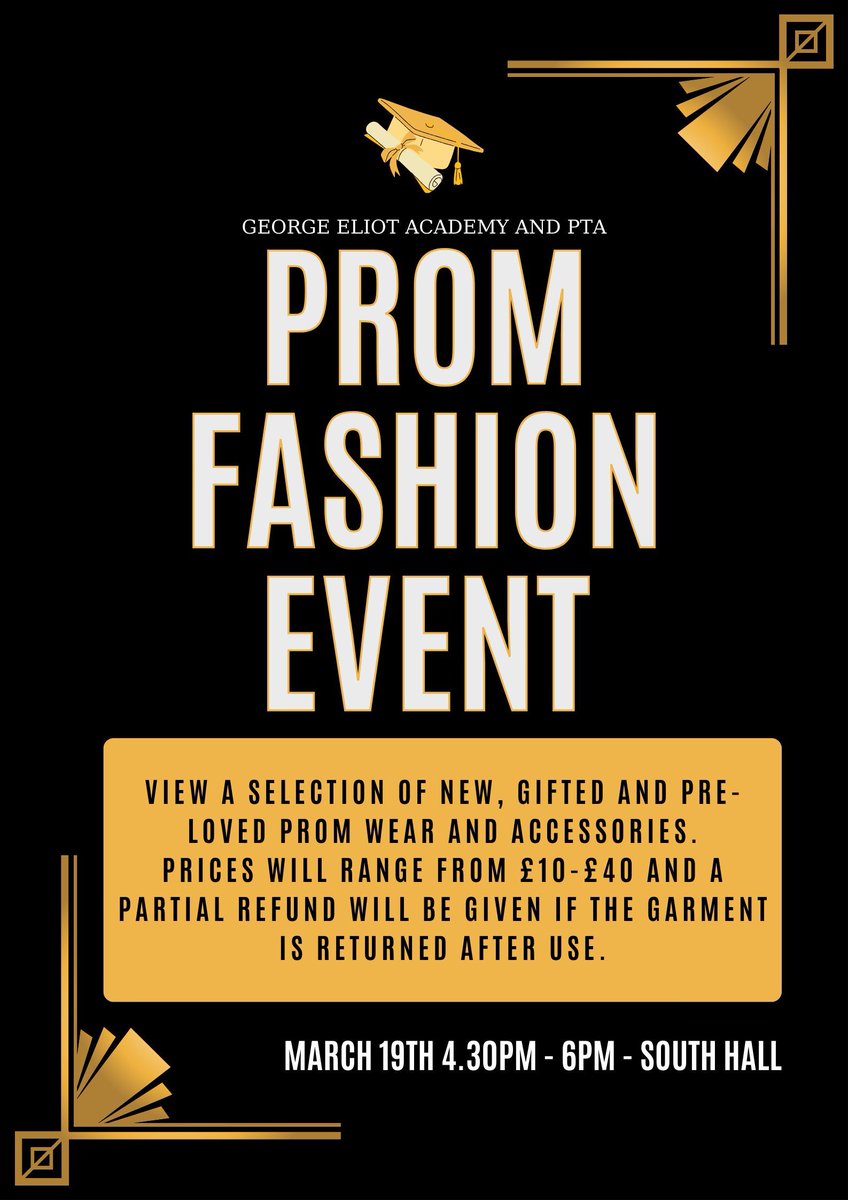 We are getting close to our Prom Fashion Show. Year 11 pupils and parents are all welcome. there will be refreshments for sale on the night.