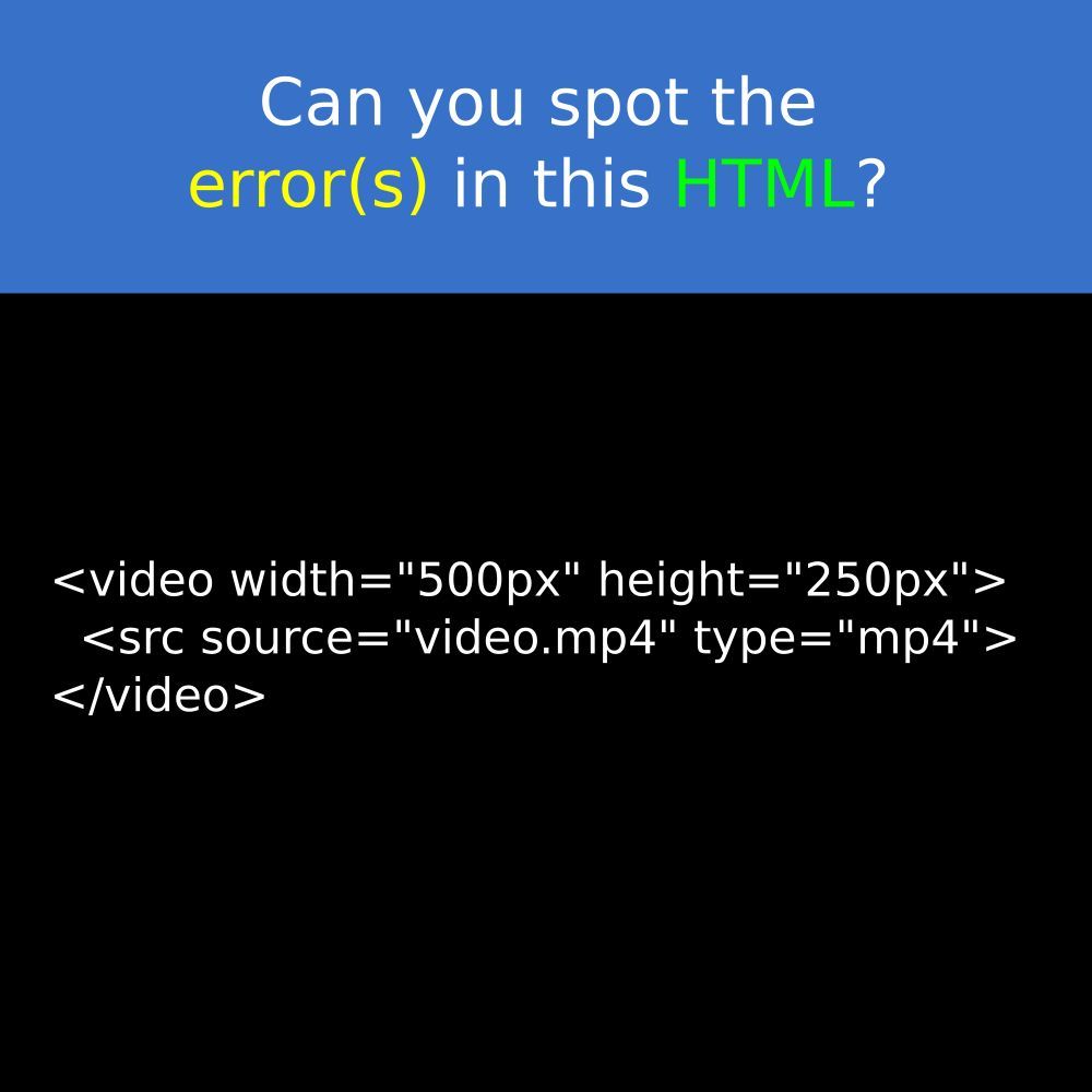 WeArePirple's tweet photo. Can you spot the error(s) in this HTML?

#html #html5 #xhtml #dhtml #htmlcss #htmlcode #htmlemail #htmlcoding #HTMLHeading #HTMLHeadings #htmlcoin #htmlbuilder #html5tutorial #htmlforbabies #html5css3 #html5validation #htmlemails #htmldevelopers #htmlskills #html4 #html5game https://t.co/P83eqsUI09