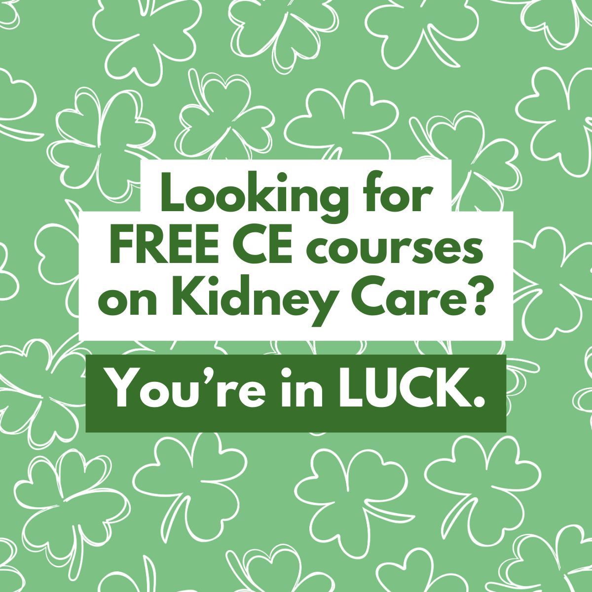 Pharmacists and other healthcare professionals, it’s your lucky day. 🤓☘️ There’s no better time than today to dive into our curriculum on optimizing medication management in patients with kidney disease ➡️ buff.ly/4bjuENB. #StPatricksDay