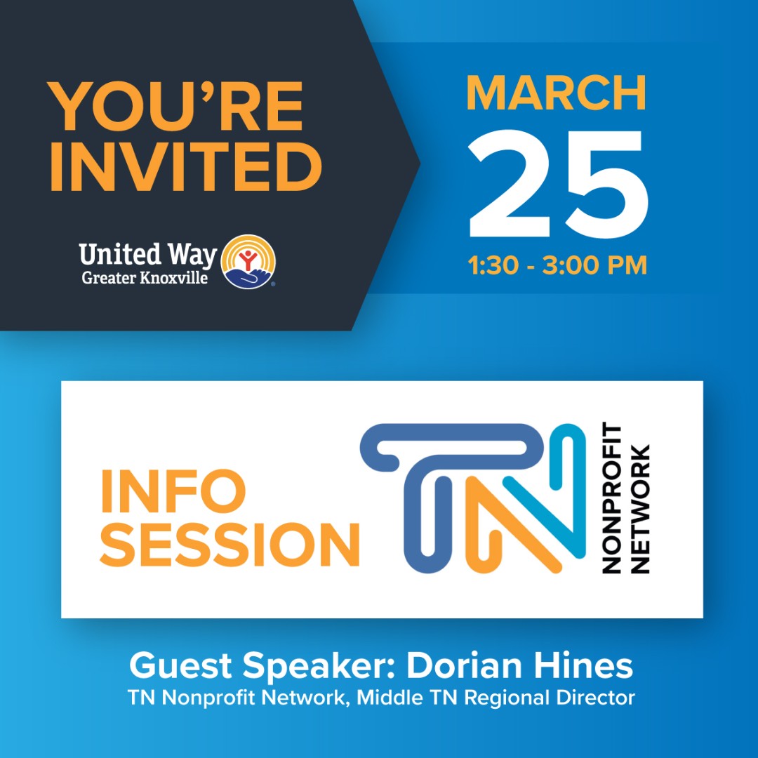 Calling all nonprofit leaders! Join us for a special TN Nonprofit Network (TNN) info session right here in Knoxville. Learn how TNN is supporting nonprofits with their free membership. Register ➡️ ow.ly/Q2cq50QUJF1 📅 March 25 🕑 1:30-3 PM 📍 United Way of Greater Knoxville