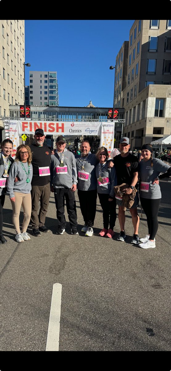 We finished the Cincinnati mini heart marathon today it was a great time