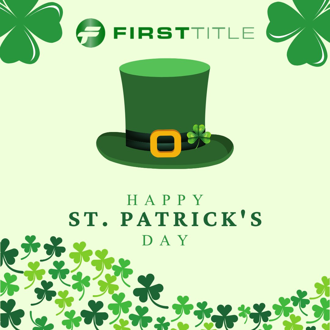 firsttitle's tweet image. Irish you a pot o' gold and all the joy your heart can hold! Happy St. Patrick's Day from all of us at First Title and Escrow! 🍀💰 

#StPatricksDay #PotOfGold #FirstTitle #RealEstate #Mortgage #MortgageBroker #Realtor #RealtorLife #Notary #Title #TitleCompany #Title #Abstractor