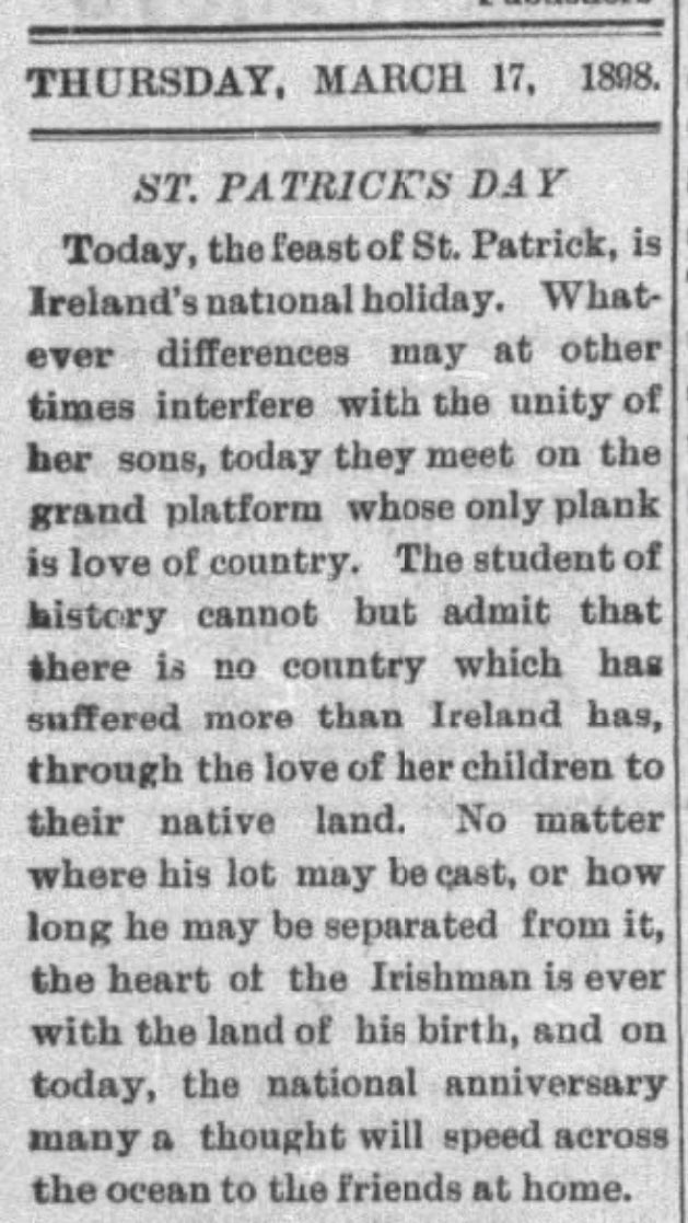 ingoncoop's tweet photo. Happy st. Patrick’s Day! 🍀🍀🍀
From the Calgary Herald, March 17, 1898 ￼ https://t.co/NBSRplcjyQ