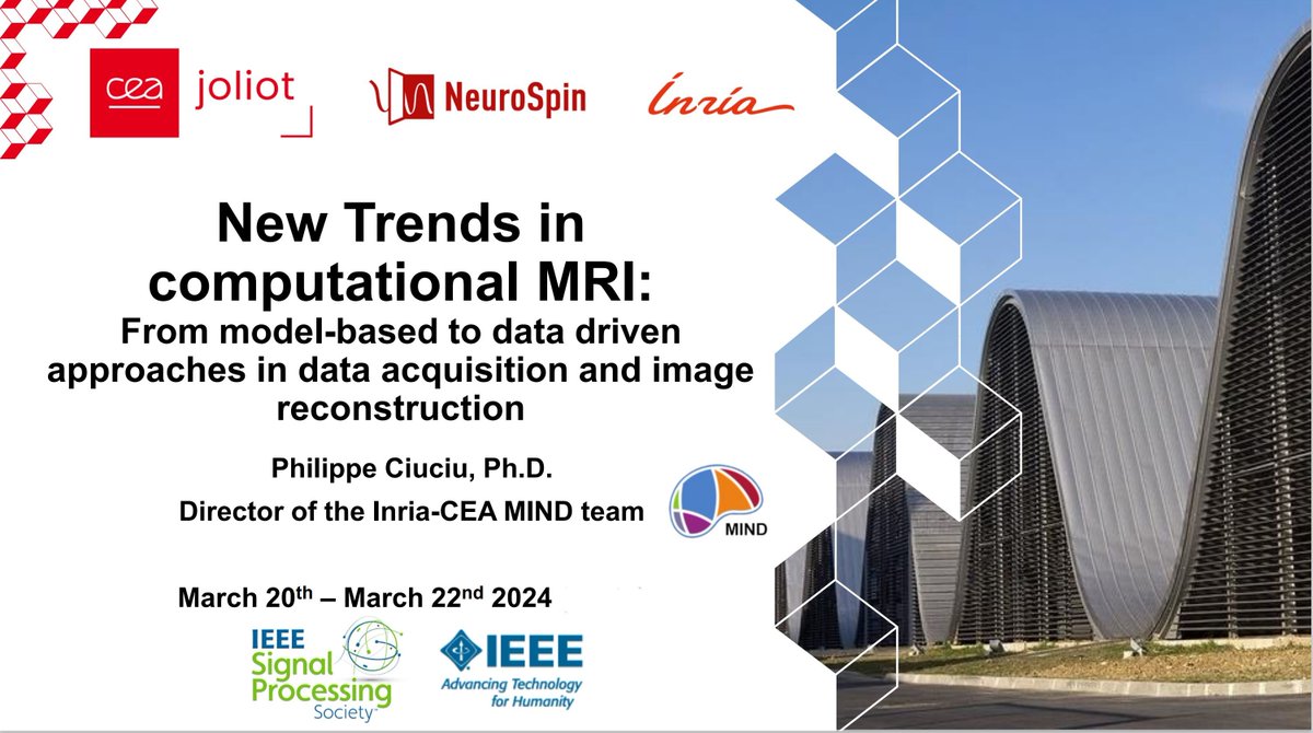 Don't miss this unique opportunity to be trained in Computational MRI by attending my 9-hour course taught on March 20, 2024 - March 22, 2024 (3:00pm to 6:00pm Paris time) to the #ieee Signal Processing Society. Last chance to register: bit.ly/3IDFpxc