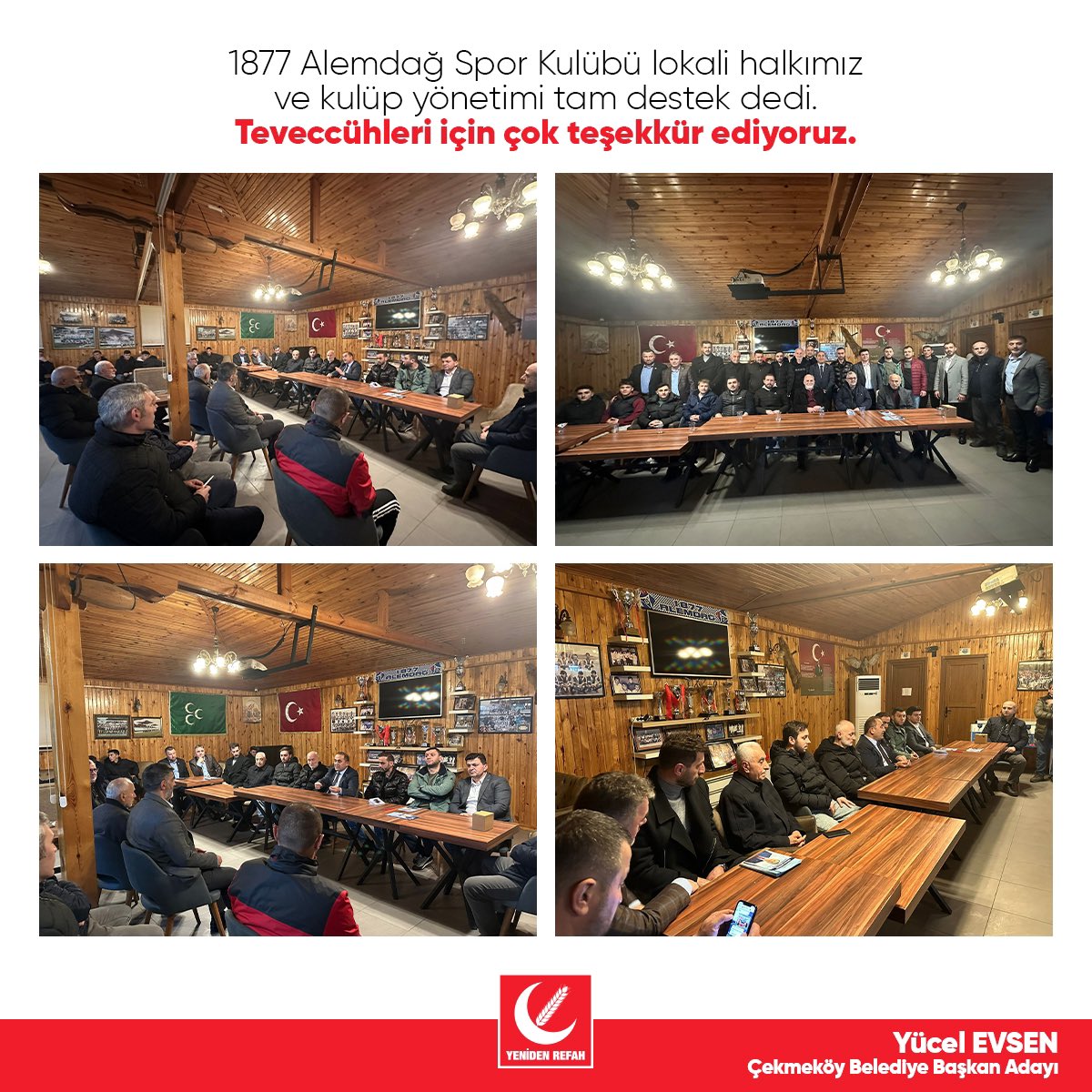 yucelevsentr's tweet photo. 1877 Alemdağ Spor Kulübü lokali halkımız ve kulüp yönetimi tam destek dedi. Teveccühleri için çok teşekkür ediyoruz.

#YenidenRefah #FatihErbakan #YücelEvsen #Çekmeköy #İstanbul https://t.co/wO7J9Ea17q