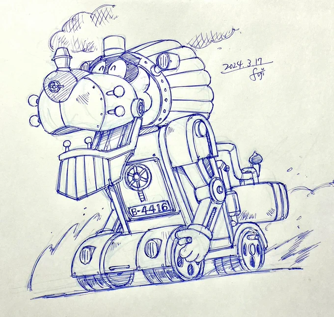 #おやすみイラストゼンダアクダゼンダアクダ…ポッポーゼンダライオンってほんと楽しそうなメカだよね描いててこっちも笑顔になります#落書き#タツノコプロ #ゼンダマン 