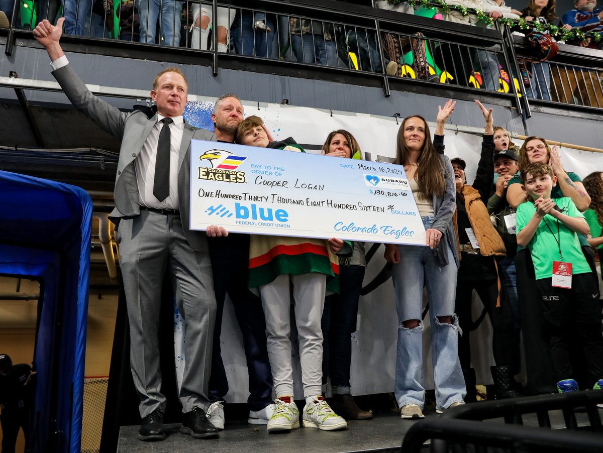 TheAHL's tweet photo. What the game of hockey is all about. 

The @ColoradoEagles held their 11th annual Pot of Gold Night yesterday, raising over $130,000 for 14-year-old Cooper "DJ Little Coop" Logan, the team’s pre-game DJ, diagnosed with Kawasaki Disease at age five. https://t.co/4DEvS1oQlH