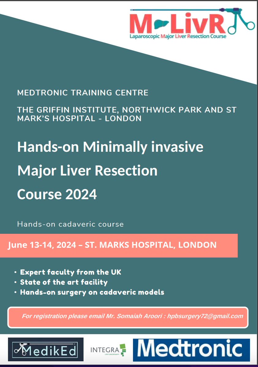 I am pleased to announce the next Hands-On Major Liver resection course dates at Griffin Institute, London. Limited places are available, so please register early to secure a place. @T4UGIS @EAHPBA @IHPBA @asgbi @Augishealth @GBIHPBAnews @Medtronic @roux_group @APHPBA