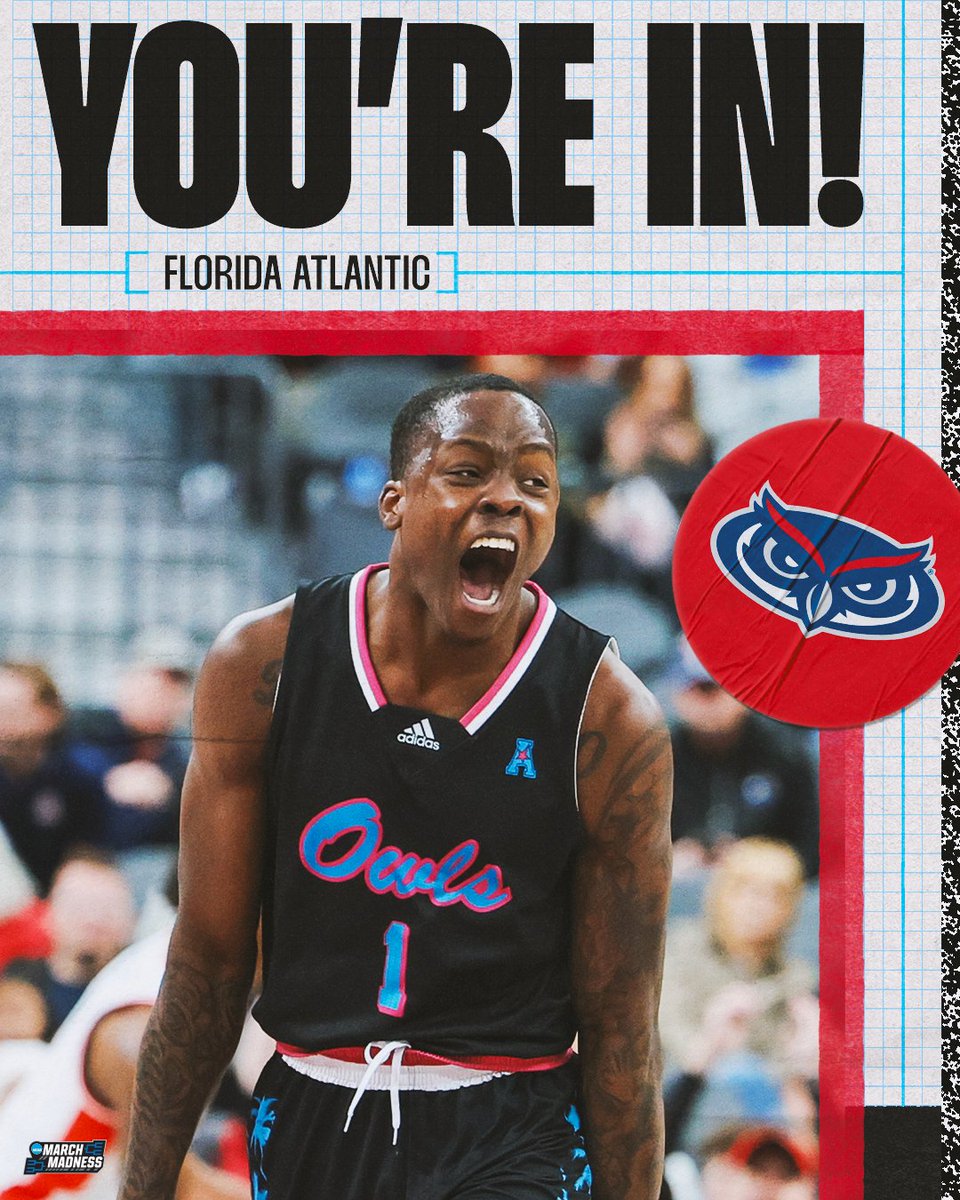 MarchMadnessMBB's tweet photo. Florida Atlantic is DANCING!

#MarchMadness @FAUMBB https://t.co/jyelBXwzP1