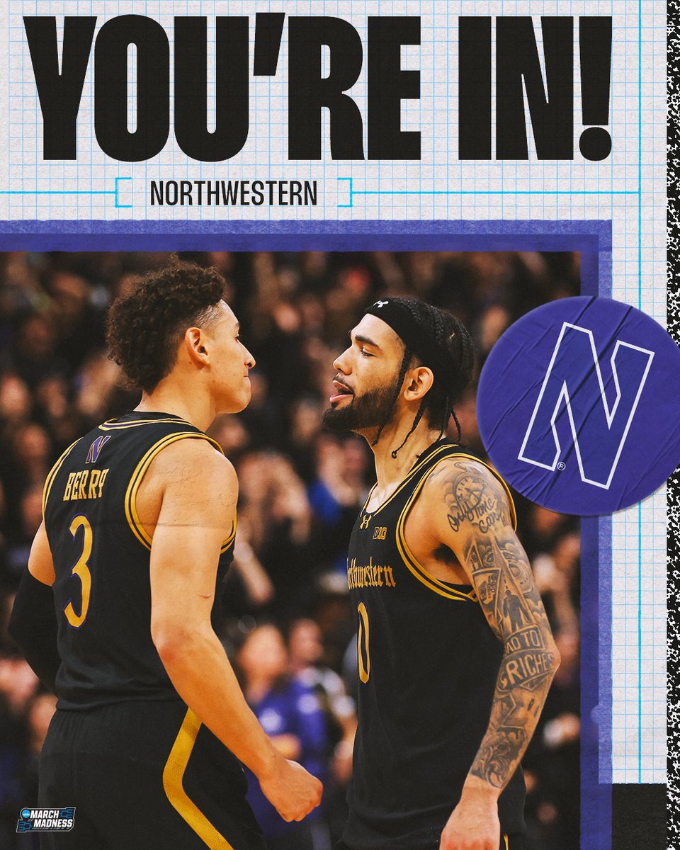 MarchMadnessMBB's tweet photo. Northwestern is DANCING!

#MarchMadness @NUMensBball https://t.co/EYNgl5Zb5h
