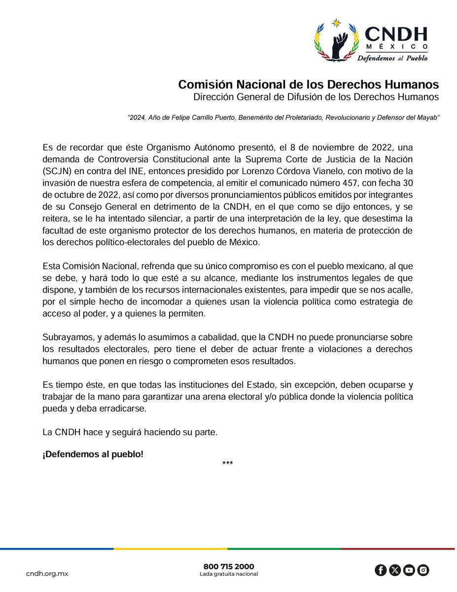 Bajo asedio por emitir nuestro Informe sobre Violencia Política, respondemos demandas del Partido Acción Nacional (#PAN) ante el #INE y el #TEPJF. #DefendemosAlPueblo