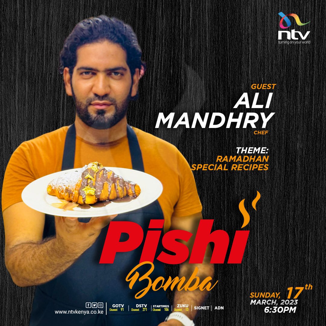 Coming up on #PishiBomba at 6.30pm on <a href="/ntvkenya/">NTV Kenya</a> — Guest <a href="/chefalimandhry/">Ali Mandhry</a> joins <a href="/clare_karatu/">Clare Karatu</a> in the kitchen to make chicken tikka &amp; chips masala

#PishiBomba in association with <a href="/rinavegetable/">とうもろこし。りな</a> <a href="/KitchenNewmatic/">newmatic_kitchen_appliances</a> and <a href="/pgbisonkenya/">PG Bison (K) Ltd</a> 

#tvshow #cookingshow #chicken #recipe #nairobi