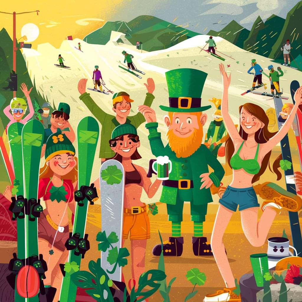 SkiRexMedia's tweet photo. π Happy St. Patrick's Day from Ski Rex Media! π Ride the green slopes and shred some luck today! Remember, fresh powder is the real treasure at the end of the rainbow! πβοΈ #StPatricksDay #Skiing #Snowboarding #PowderDays https://t.co/RiGeZlV4RL