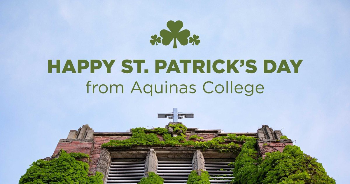 Repost from <a href="/AquinasCollege/">Aquinas College</a>: From the Aquinas College community, a happy St. Patrick's Day! May the spirit of peace and hospitality fill your day. ☘️ #AQSaints