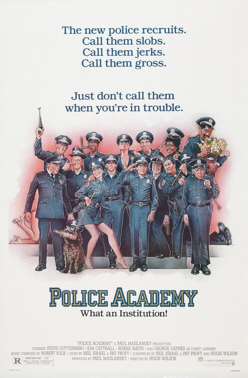 The 80s comedy classic #PoliceAcademy opened 40 years ago today on March 23rd, 1984 #SteveGuttenberg #KimCattrall #GWBailey #BubbaSmith #MichaelWinslow #DonovanScott #AndrewRubin #DavidGraf #BruceMahler #MarionRamsey #HughWilson #80sMovies #80sComedy