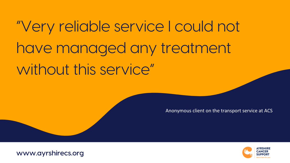 ayrshirecancer's tweet photo. Need to get your cancer treatment at hospital, but don’t know how? One of our dedicated volunteer drivers will collect you from your home and take you on a return journey to your appointment free of charge. Call 01563 538008 or email admin@ayrshirecs.org to find out more 🧡 https://t.co/31l8yi4hAW
