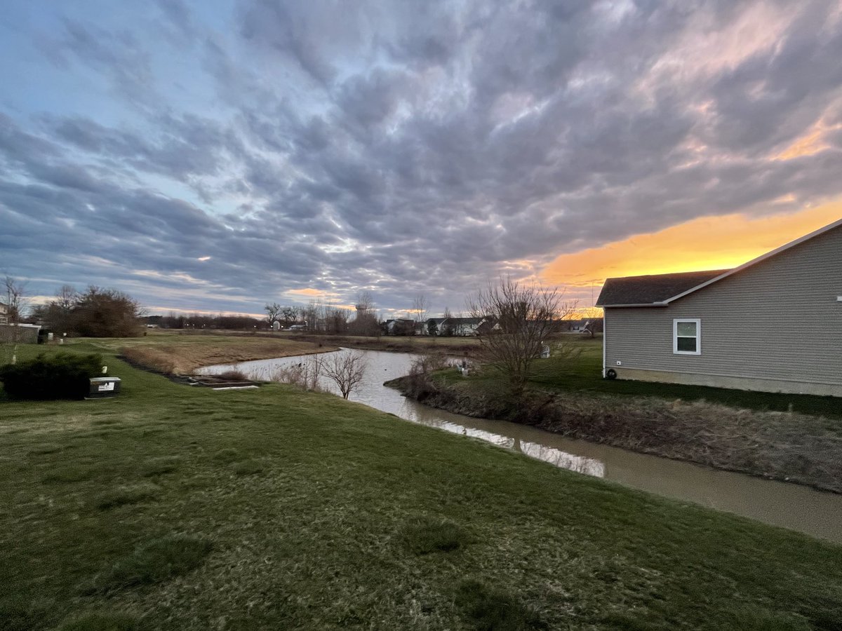 Last evening’s #unusual #sunset #photobyme #ohio #golden #cloudformations ###nature #evening #blueskies #midwest #pondlife #pondside #greenery #green #march #peaceful #outmybackdoorbydenise