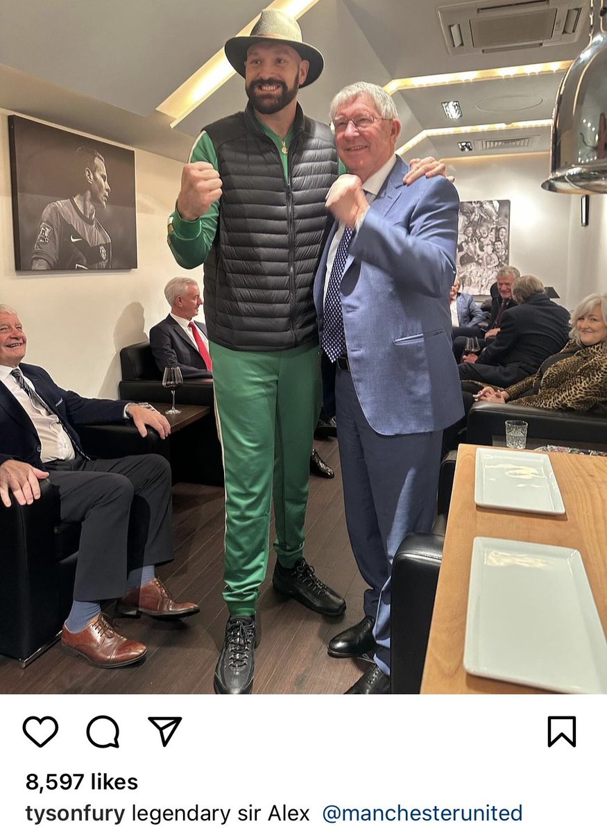 Tyson Fury with Sir Alex Ferguson at Manchester United vs Liverpool today…