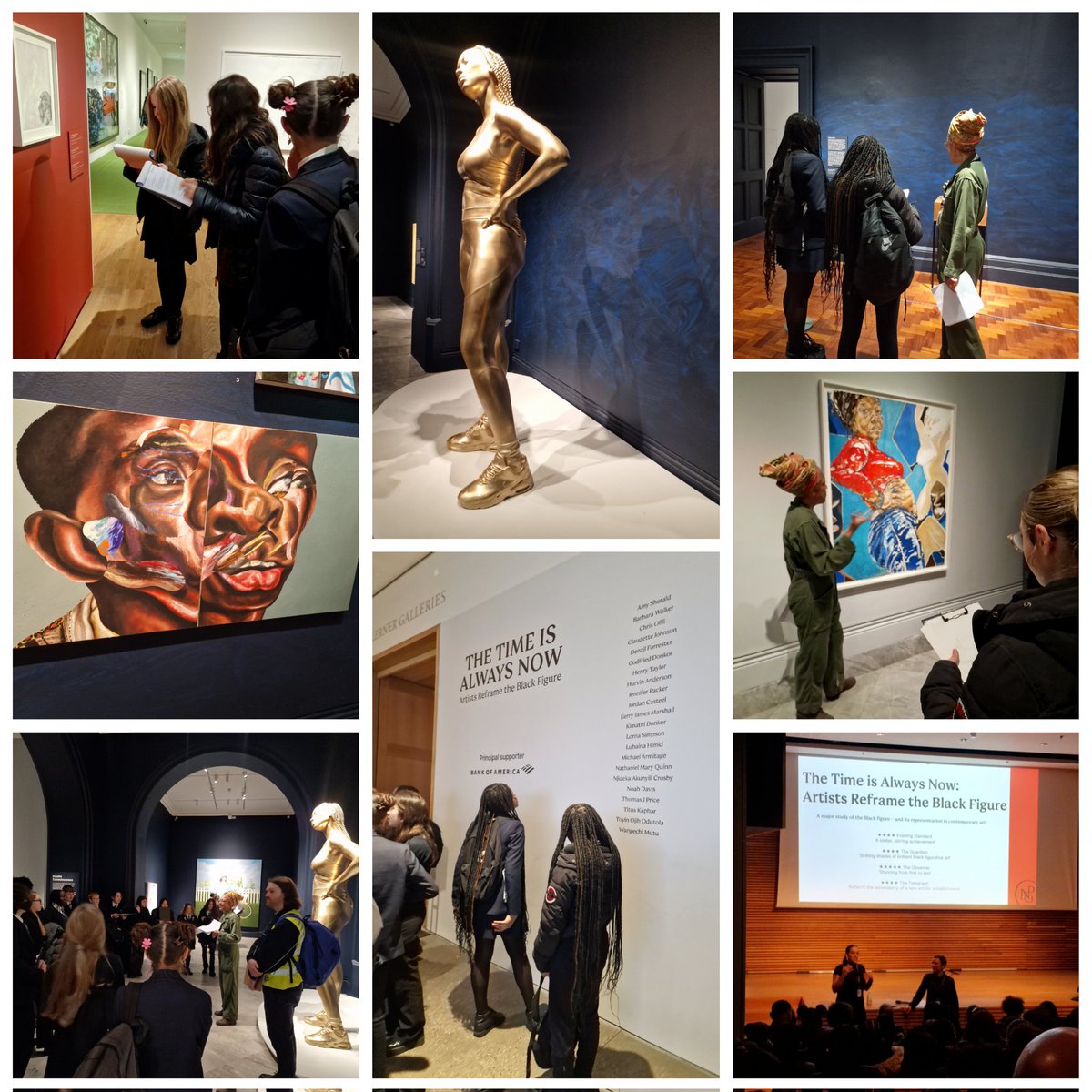 HabsBorough's tweet photo. Excited to explore the powerful exhibition with our art GCSE students. 'The Time is Always Now' at the @NPGLondon, where artists reframe black figures in Western art history. A must-see journey through representation and identity. #BlackArt #NPG #ArtHistory https://t.co/AGTBPx8lIf