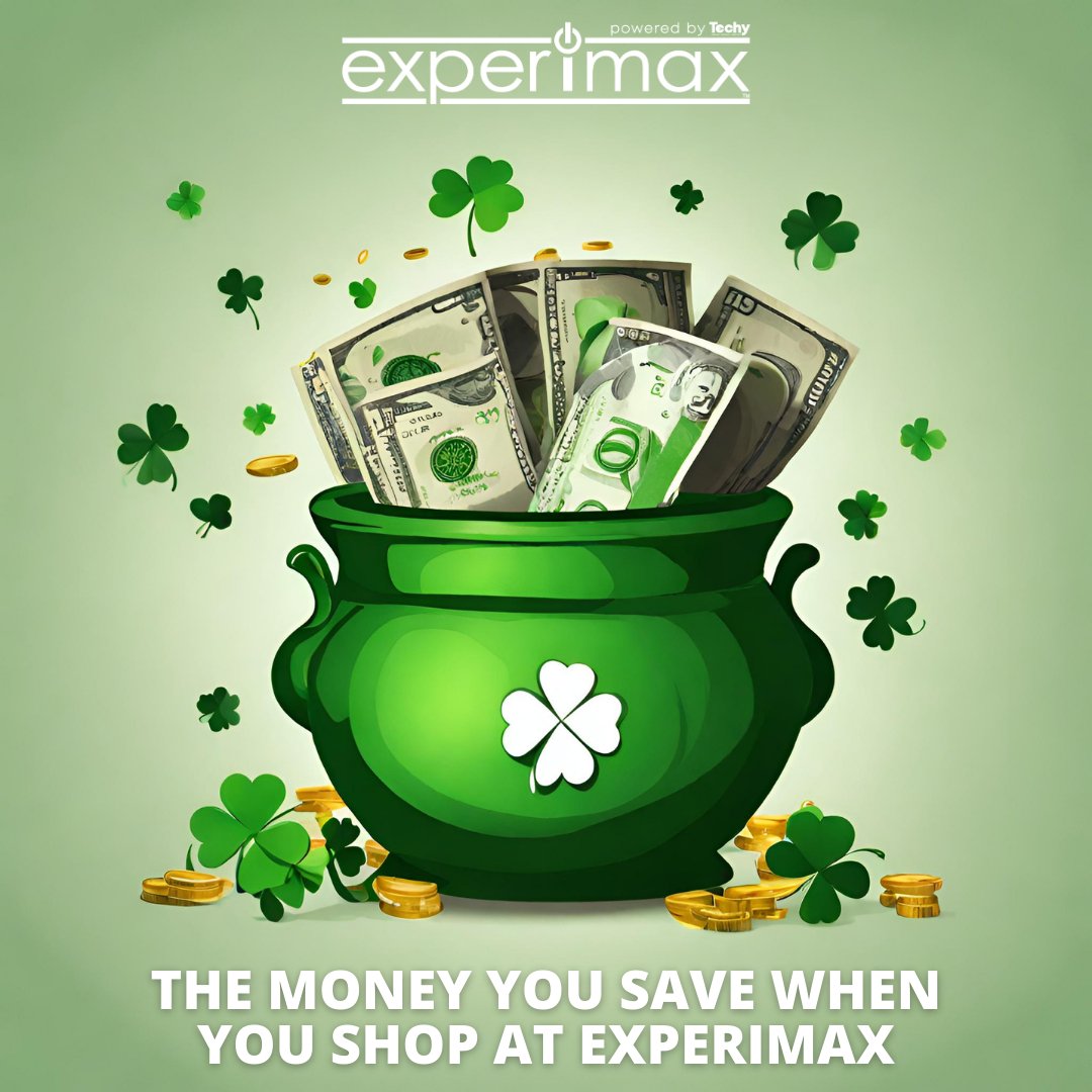 St. Paddy's Day challenge: wear as much green as the money you save when shopping with Experimax! 💚🍀 📱💻