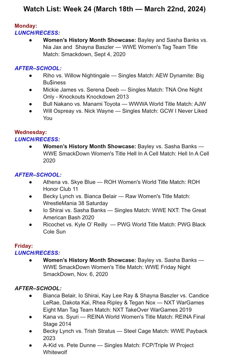 The Wrestling Club will watch the following matches this week. All month long we’ve been shining a special spotlight on a variety of incredible women’s matches to celebrate Women’s History Month! This week we will continue that celebration! 🙏🏽