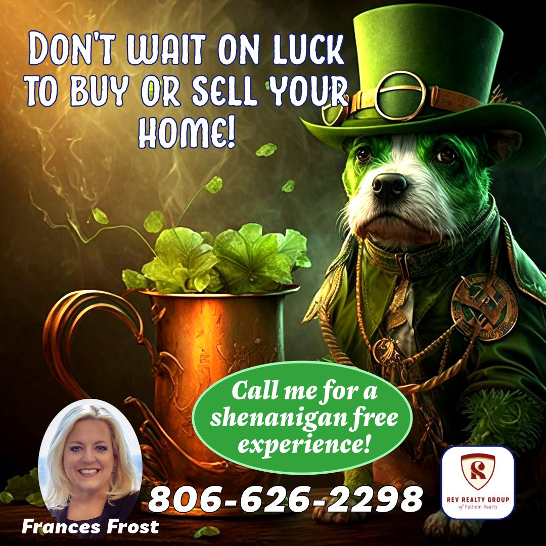 RevRealtyGroup's tweet image. There's no such thing as LUCK in today's real estate market. I help homeowners buy and sell quickly. Call me for a great real estate experience. 806.626.2298 
#bestrealtorinamarillo #AmarilloRealEstate #stpatricksday