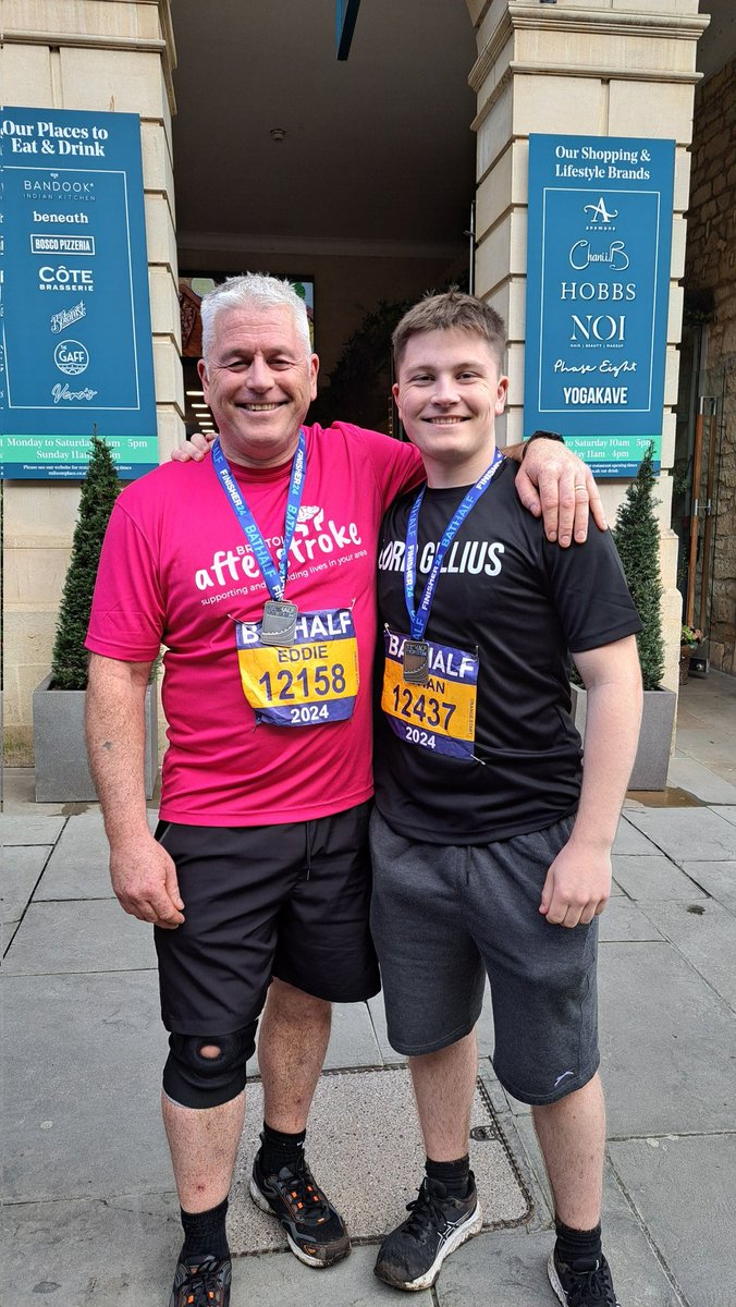 Congratulations to Eddie and Ethan who ran @bathhalf today and raised £271 with gift aid for Bristol After Stroke! Thank you and well done 😃
#bathhalfmarathon
#fundraising 
#stroke