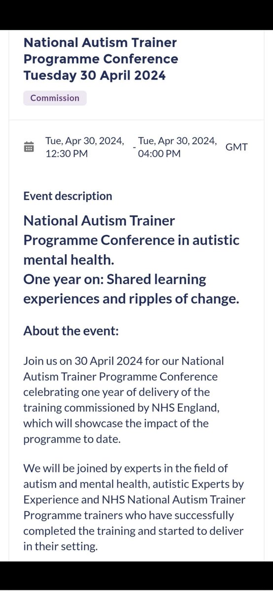 A2ndVoice's tweet photo. Tuesday 30 April
12.30 - 4pm

Anna Freud Centre 
London

@AFNCCF #NATPMentalHealth
One year on: Shared learning experiences and ripples of change.
@JoPavlopoulou
@DrRuthMoyse

https://t.co/Y2puGpsPSg

#autism #mentalhealth #NATPMentalhealth #inpatient #culture #SPELLFramework https://t.co/vIX00PiEdp