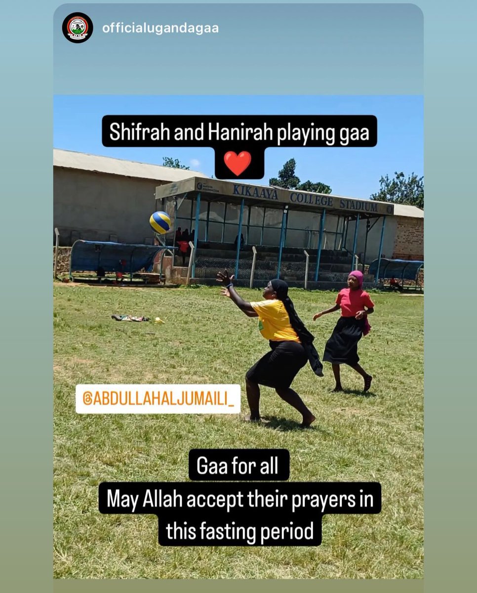 These two young Ugandan women Gaelic footballers are fasting Ramadan while playing their match. Brilliant to see. Masha’Allah!