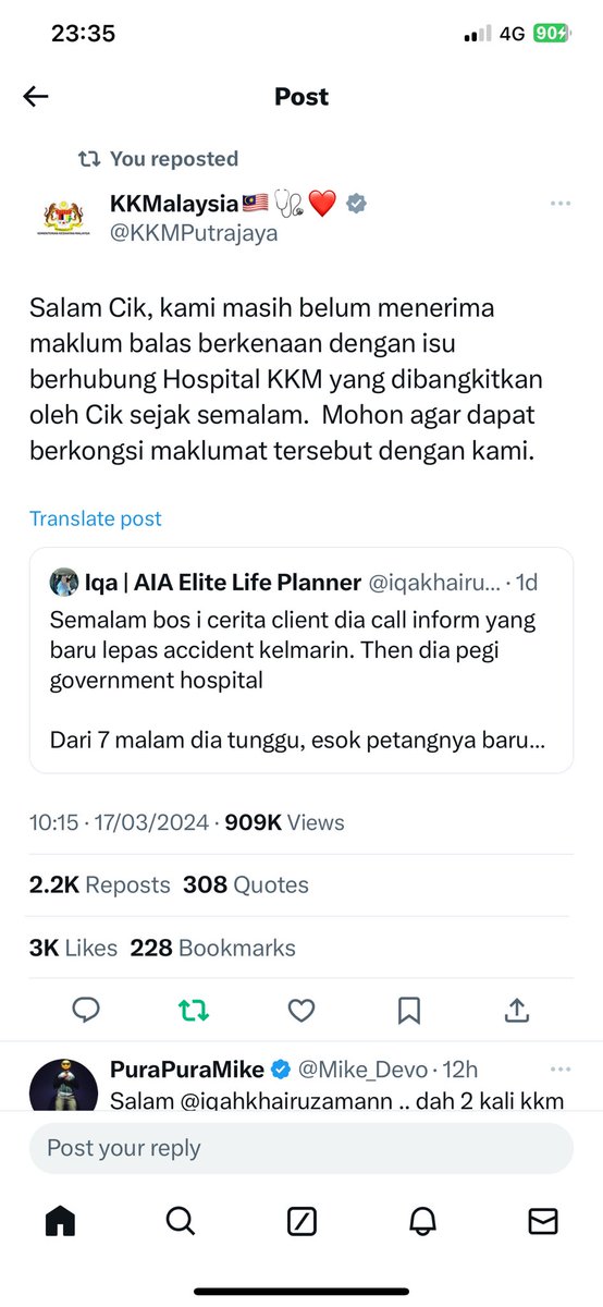 refaatredan's tweet photo. @iqakhairuzamann KKM dah 2 kali follow up untuk kes ni. mohon respon kepada KKM untuk tindakan segera. https://t.co/0LcZYcIzzy