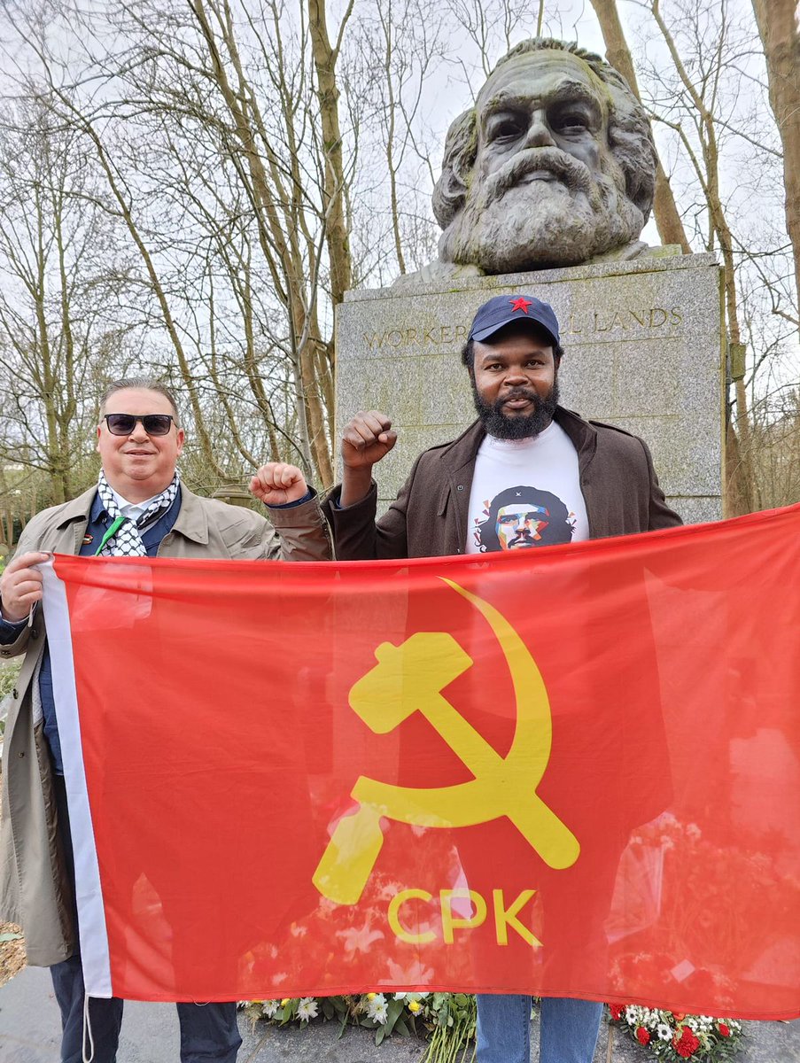 The National Vice Chairperson of the Communist Party of Kenya,cde @bookerbiro  at the Marx' Mausoleum in  highgate cemetery, London .Just as Darwin discovered the law of development of organic nature, so Marx discovered the law of development of human history[Engels].