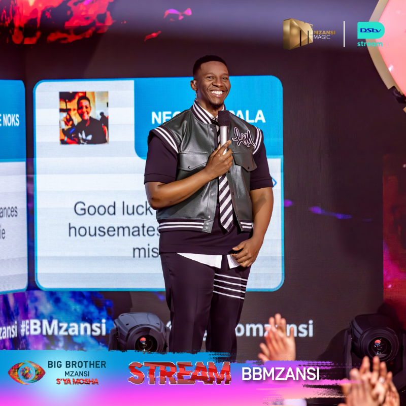 BBMzansi's tweet photo. It's time for table shaking, shocking revelations, and evictions on the #SyaMosha live show. Watch now on @DStv Stream. #BBMZansi