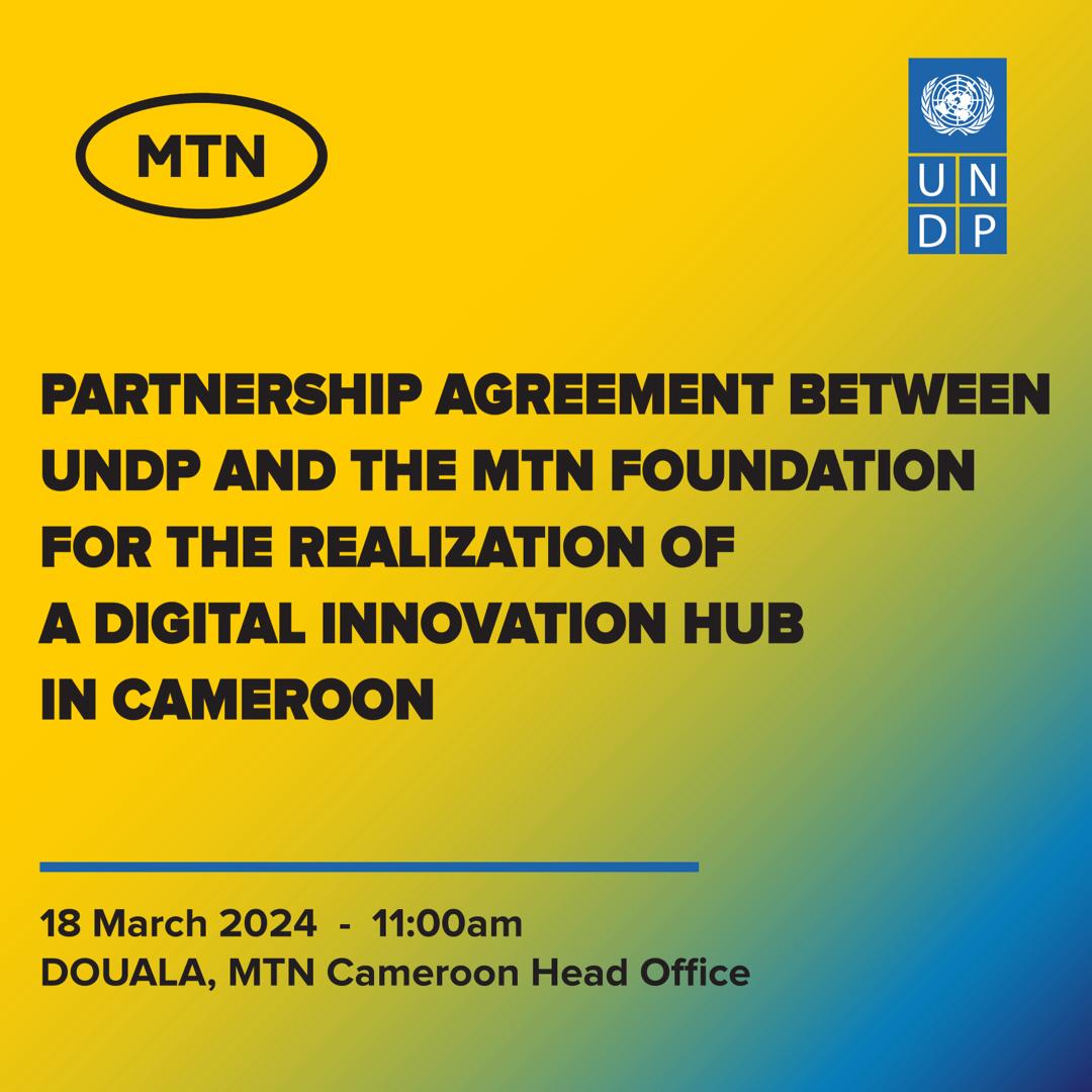 .@MTNCameroon is pleased to partner w/ .@UNDP for the realization of digital hub to boost the advancement of innovative initiatives in Cameroon. Together, let’s make a positive impact and empower the next generation. #DoingGoodTogether #DoingForTomorrowToday #SDG17 #SDG9