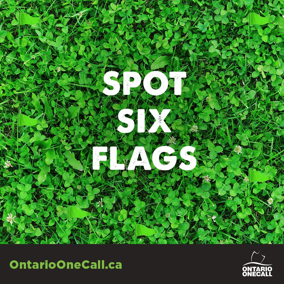 Think you can find all 6 flags?

Whether you're planting shamrocks or burying your pot of gold, remember to #DigSafe and contact Ontario One Call to locate underground utilities. 🍀