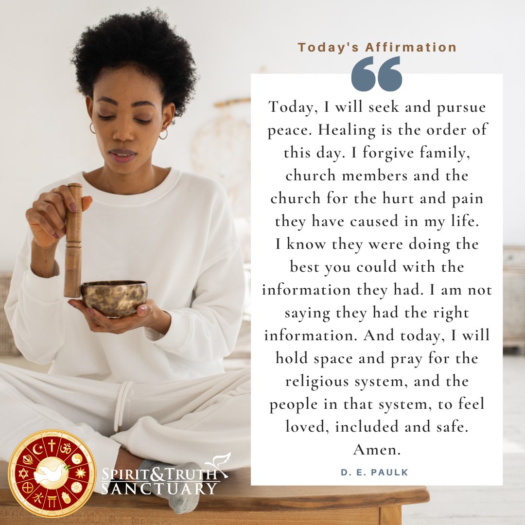 depaulk's tweet photo. I will seek and pursue peace. Healing is the order of this day. I forgive family, church members and the church for the hurt and pain they have caused in my life.

#spiritandtruthsanctuary #isitworking #isitworkingforme #shift #created #creative #creating #radicallyinclusive https://t.co/sWcboS1BzO