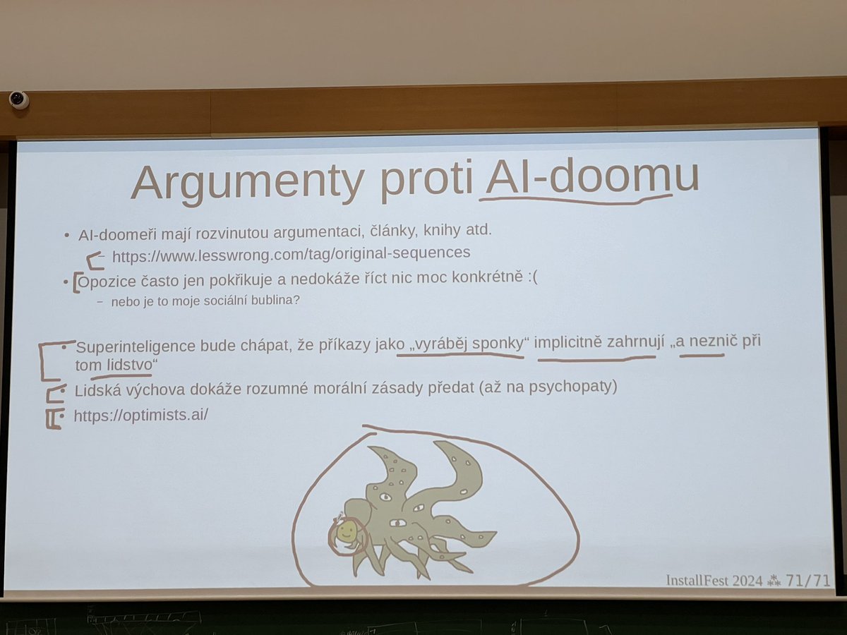 FBorsik's tweet photo. “From artificial neurons to #ChatGPT” - Jenda Hrach w/@MeteopressCZ
at @InstallFest_SH #InstallFest2024
Slides in Czech 🇨🇿:
https://t.co/C9uTSqFTGG
#InstallFest #OpenSource #Linux #FLOSS #FOSS #WokeGPT #LLM #MachineLearning #AI https://t.co/3T2m3Evcgd