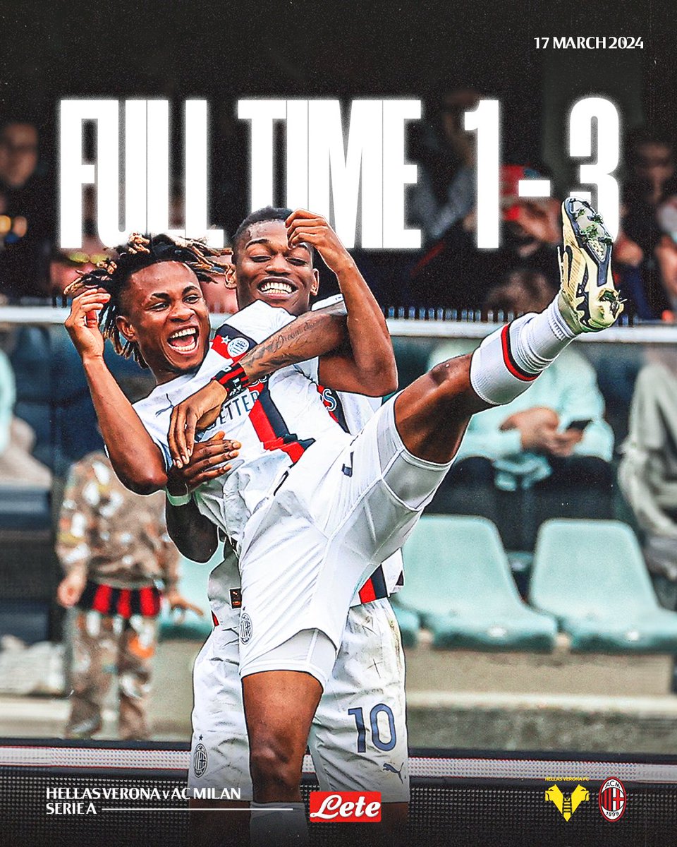 +3! ✅

#VeronaMilan #SempreMilan 
Brought to you by <a href="/Acqua_Lete/">Acqua Lete</a>