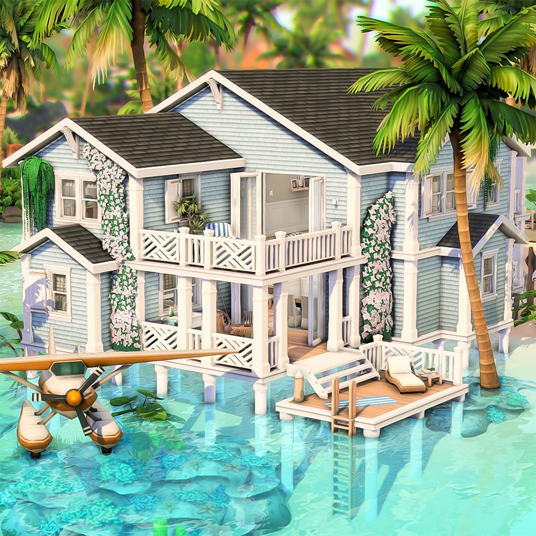 I'm longing for Summer, so I made this Beach Home in Sulani, using custom content 🌊☀️

Gallery ID: honeymaysims 
Speedbuild link in thread 🧵
#thesims #thesims4 #showusyourbuilds
