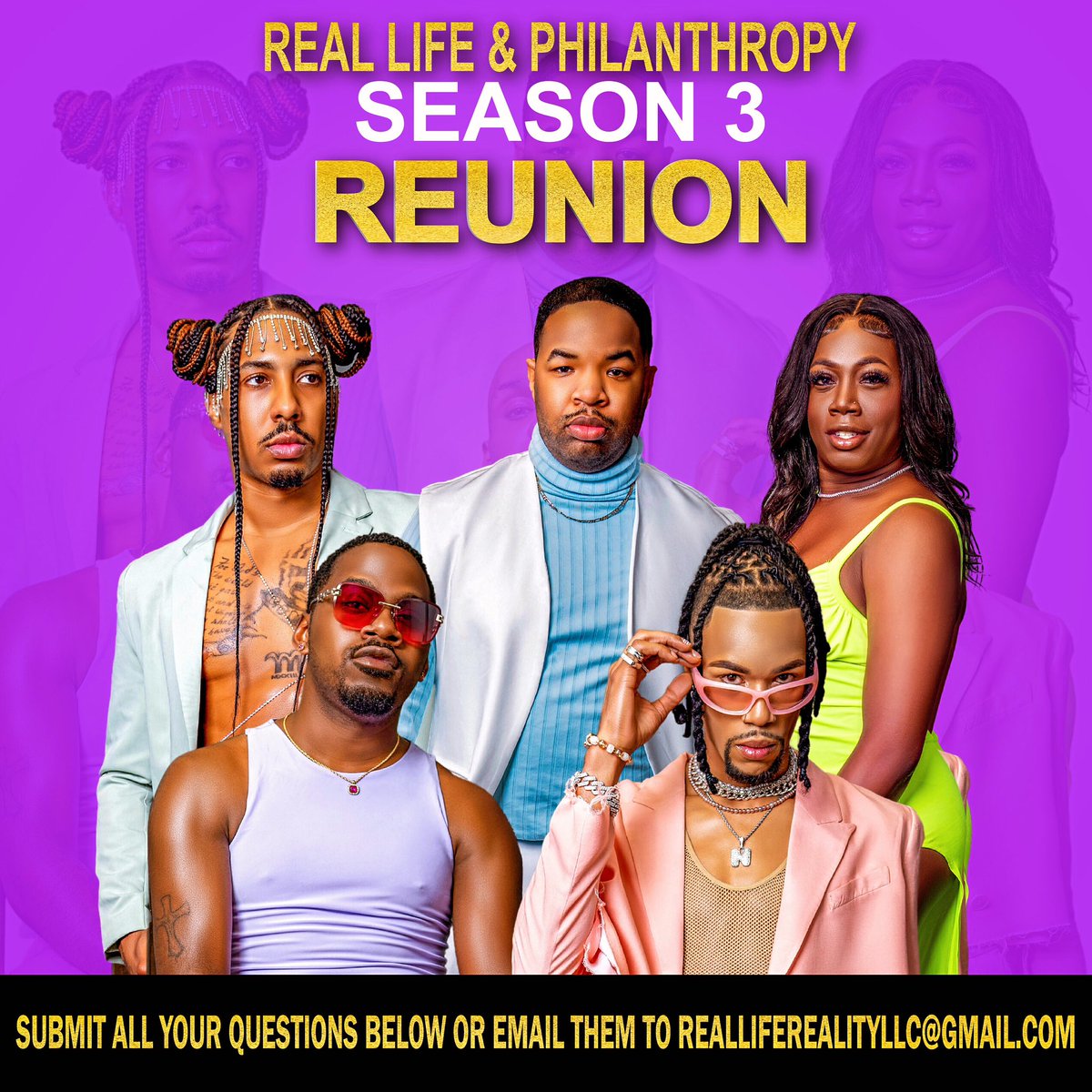 realliferealtv's tweet photo. ✨The Real Life & Philanthropy Reunion is almost here‼️
✨Submit All Your Questions For The Cast Below Or Email Them To realliferealityllc@gmail.com.
#rlap #reunion #like #philanthropy #rlp #youtube #question https://t.co/alqJffNMxC