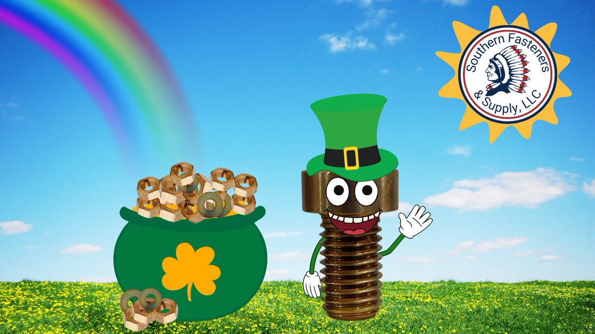 We hope you’ll bless us with the luck of the Irish by stopping by to see our pot of “gold” products. Happy St. Patrick’s Day! #southernfasteners #stpatricksday #lucky #shamrock #nutsandbolts #fasteners #gold #zincyellow