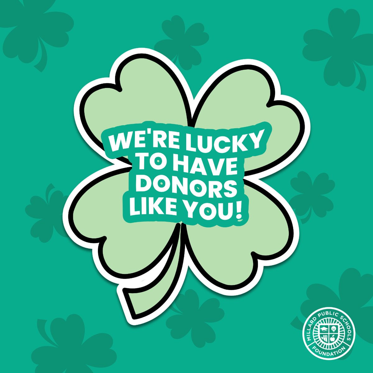 Thanks to our amazing donors, we are 🍀lucky🍀 enough to support the teachers, students and staff at Millard Public Schools! Thank you for your continued support!