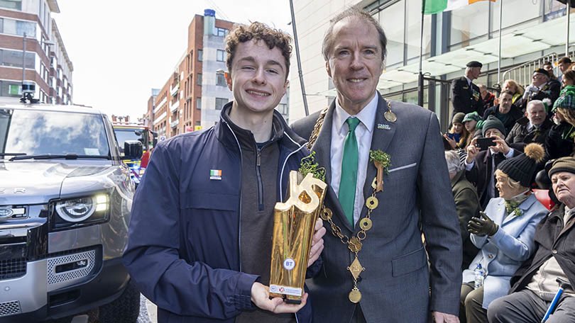 @Limerick_ie A wonderful honour for our @colaiste student Seán O’Sullivan as grand marshal of todays parade in limerick! Thank you @LimerickCouncil @LimClareETB @BTYSTE