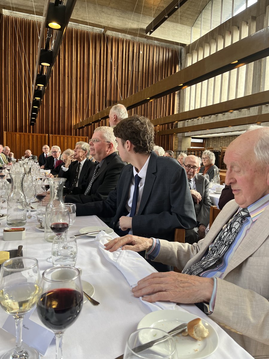 Celebrating @ChurchillCol Founder Fellow Archie Howie's 90th birthday, a man who supported me and so many others during his long, illustrious career, here looking his typical modest self as tributes paid