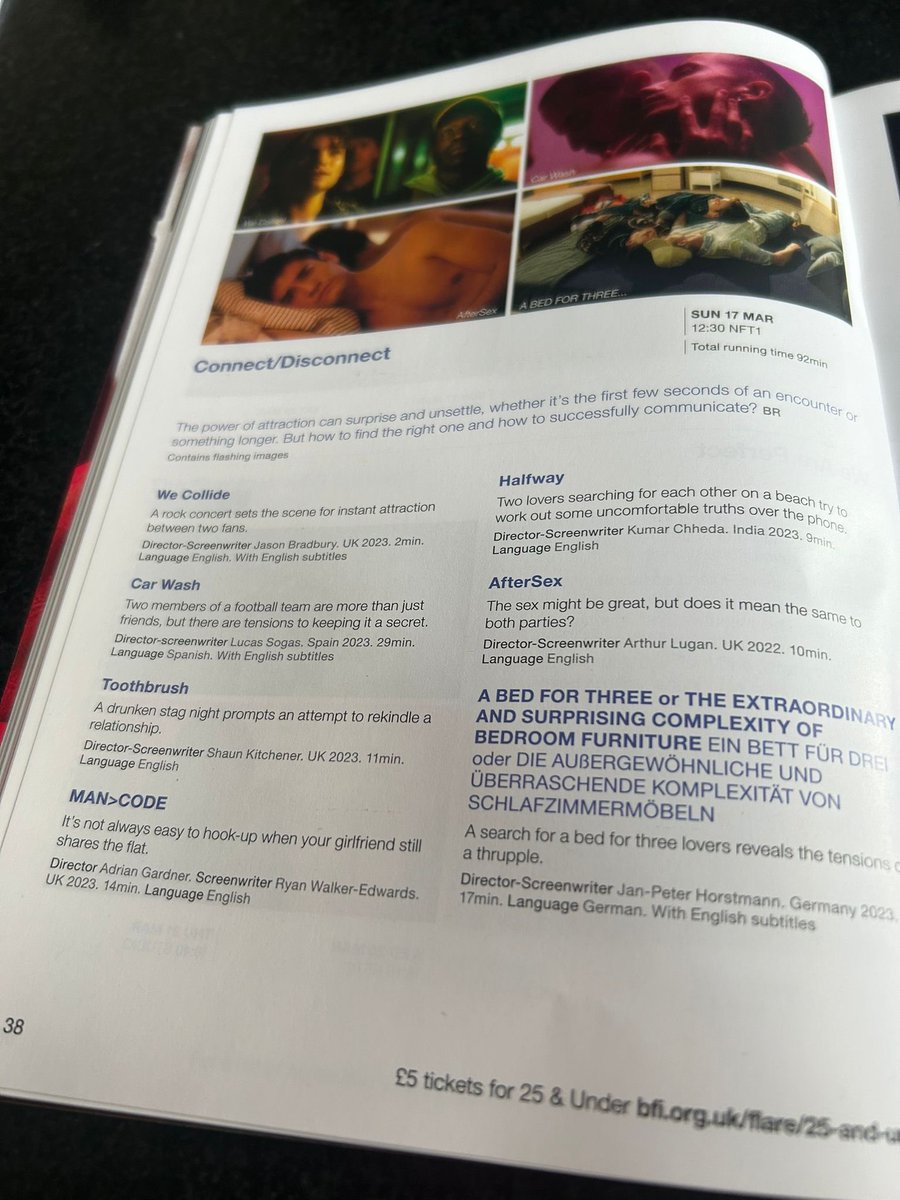 thank you very much <a href="/BFIFlare/">BFI Flare 🌼</a> for hosting the premiere screening of my short film Toothbrush today - such a privilege to share the bill with some absolutely brilliant pieces!!!