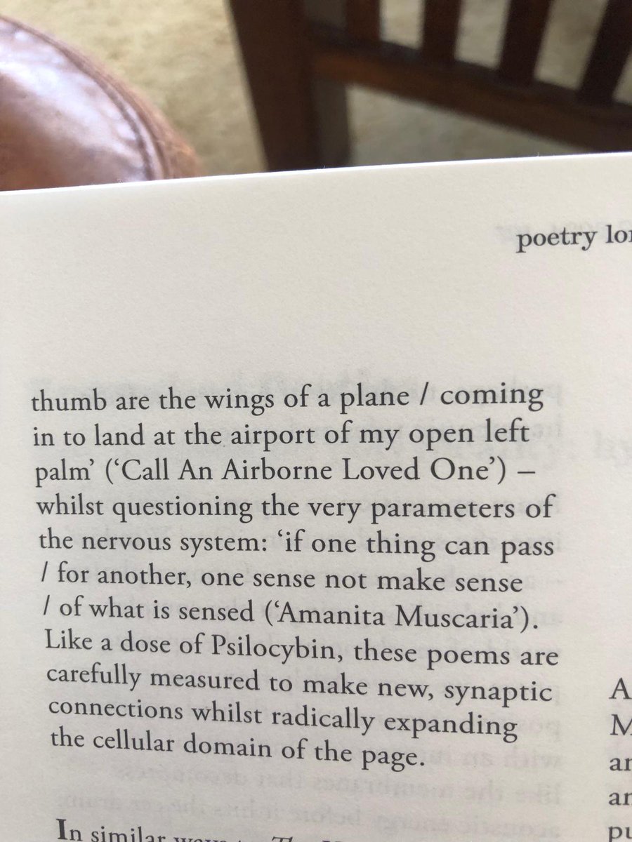 Taster of a review in @Poetry_London with enormous thanks to @Kate_Elspeth for her lovely words. If you'd like a dose of Psilocybin then please DM me for a signed copy of The House ofthe Interpreter @Carcanet 🍄🌳🙌🙏