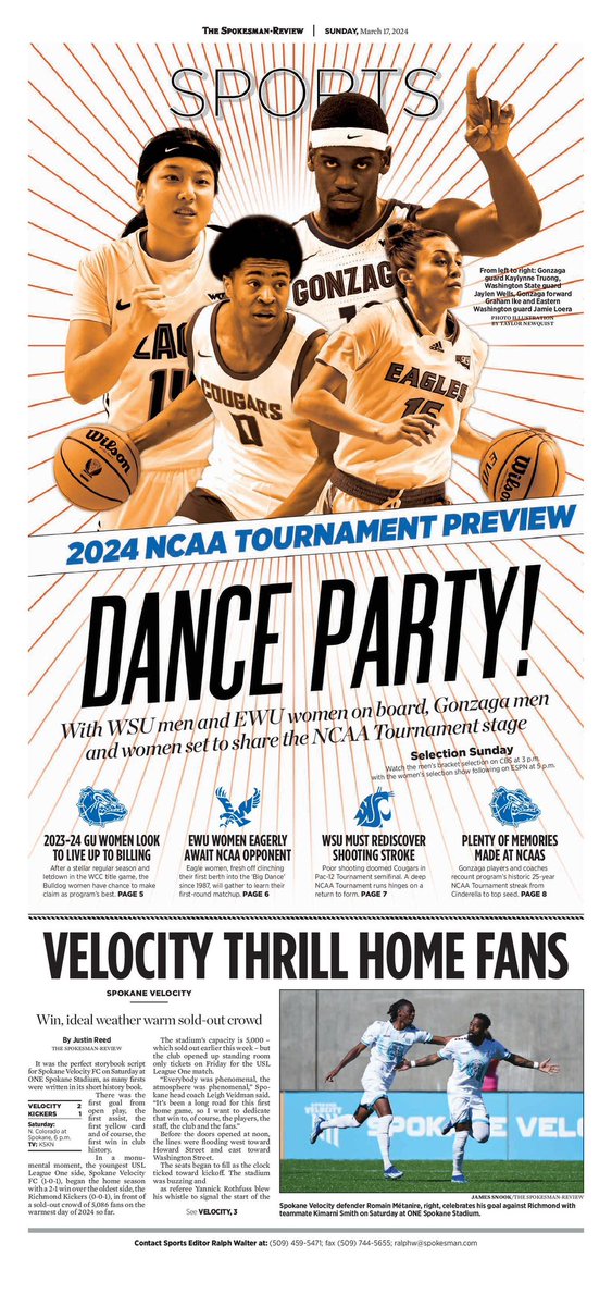 NewquistTaylor's tweet photo. We’ve got a dance party in the Inland Northwest: Check out today’s @SpokesmanSports to get ready for the selection shows and this week’s NCAA Tournaments.

https://t.co/LQhZS7o8cz https://t.co/Adrd81Od1N