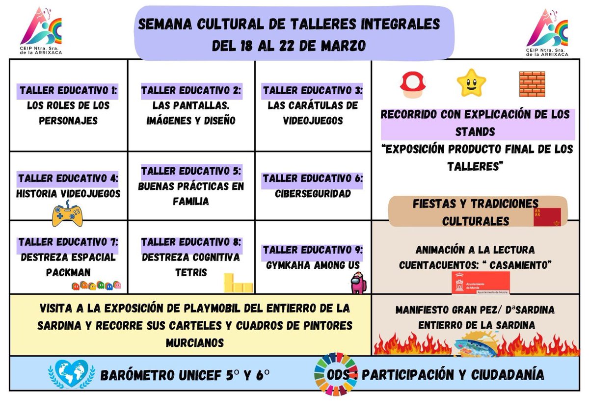 Comienza la Semana Cultural con Talleres integrales y terminará con nuestro #EntierrodelaSardina <a href="/AytoMurcia/">Ayuntamiento de Murcia</a> #belenlopezcambronero como DªSardina y Gran Pez #SantiagoVera JuntaVecinalLaflota <a href="/DiegoAviles_/">Diego Avilés</a> <a href="/cristinaportil5/">Cristina Portillo Muñoz</a> <a href="/6Rodri79/">Rodri</a> <a href="/inmatheteacher/">Inma Martínez</a> #fiestasMurcia