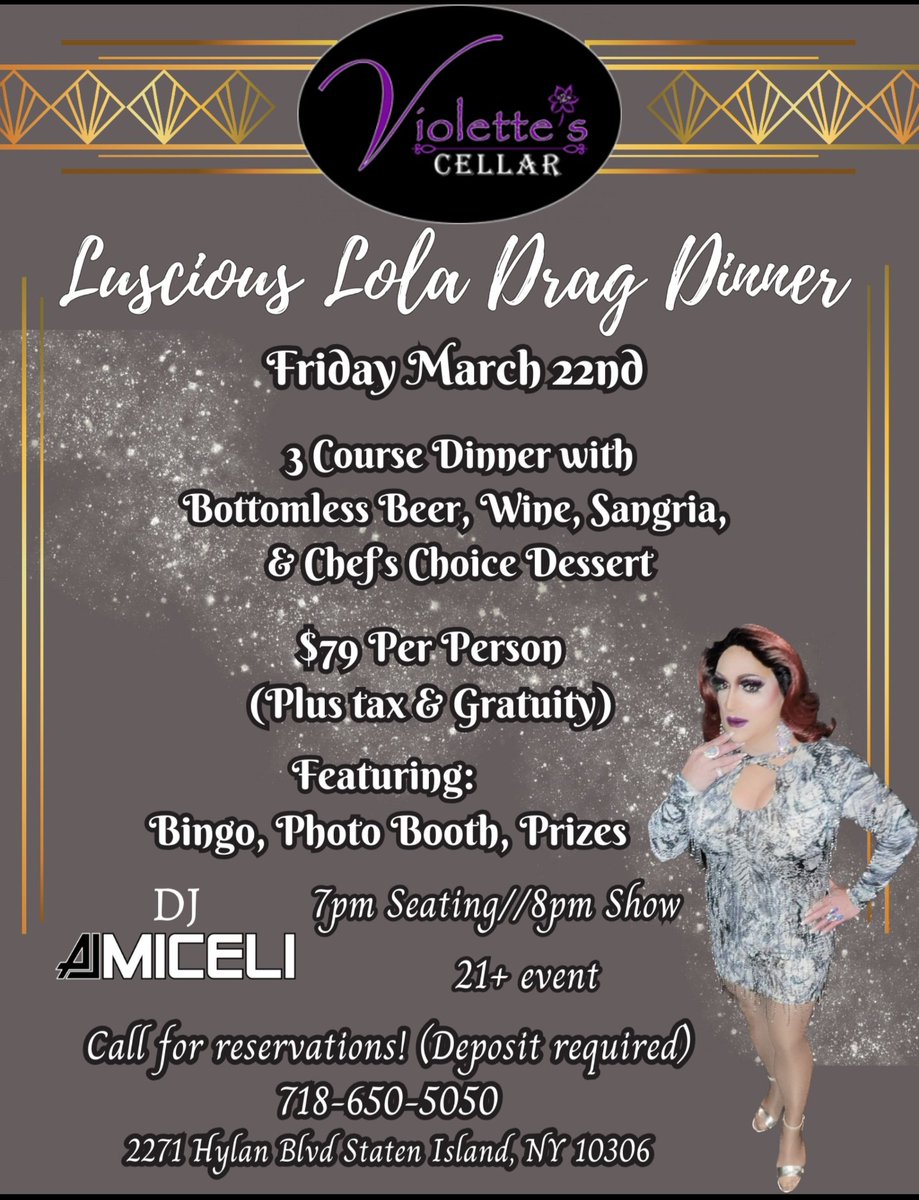 LTLUSH2's tweet photo. This Friday Night 💛 #lusciouslola #dragshow #dragbingo #dragdinner #statenisland #nyc #fridaynight https://t.co/N8UtAIG1dq