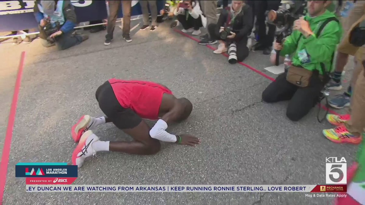 Dominic Ngeno of Kenya has won the 39th running of the Los Angeles Marathon presented by ASICS with a time of 2:11:01. @lamarathon #LAMarathon