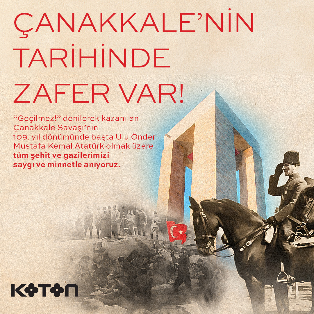 'Geçilmez!' denilerek kazanılan Çanakkale Savaşı'nın 109. yıl dönümünde başta Ulu Önder Mustafa Kemal Atatürk olmak üzere tüm şehit ve gazilerimizi saygı ve minnetle anıyoruz. 🇹🇷
